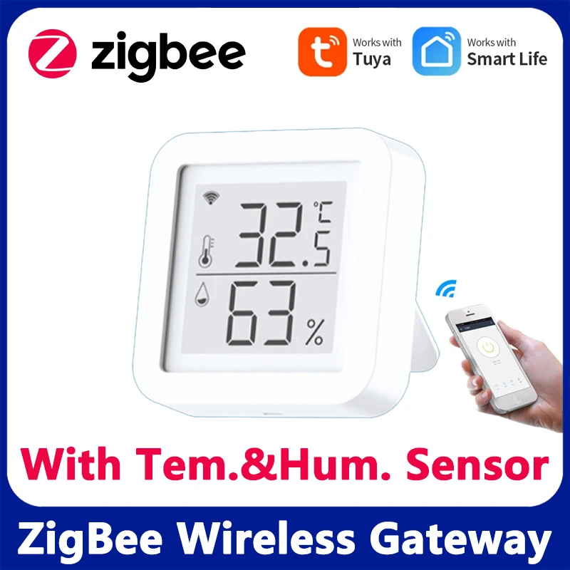 Zigbee Tuya WIFI Temperature And Humidity Sensor Indoor Hygrometer Thermometer With LCD Display Support Alexa Google Assistant 
Zigbee Tuya WIFI Temperature And Humidity Sensor Indoor Hygrometer Thermometer With LCD Display Support Alexa Google Assistant
