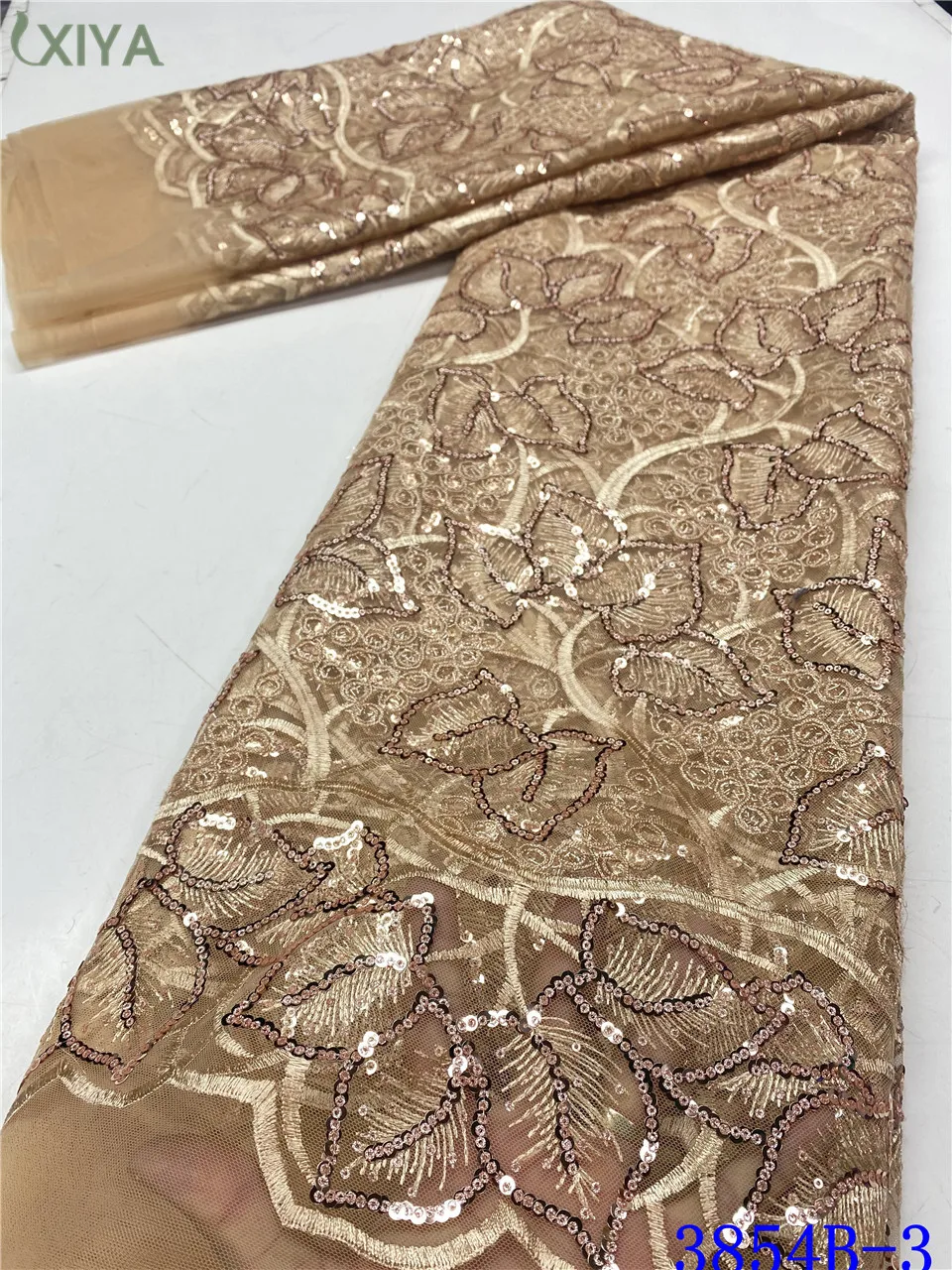 Luxury Golden Sequin Lace Fabric Nigerian Laces Fabrics with Sequins African French Mesh Tulle Lace Fabric for Sewing APW3854B
Luxury Golden Sequin Lace Fabric Nigerian Laces Fabrics with Sequins African French Mesh Tulle Lace Fabric for Sewing APW3854B