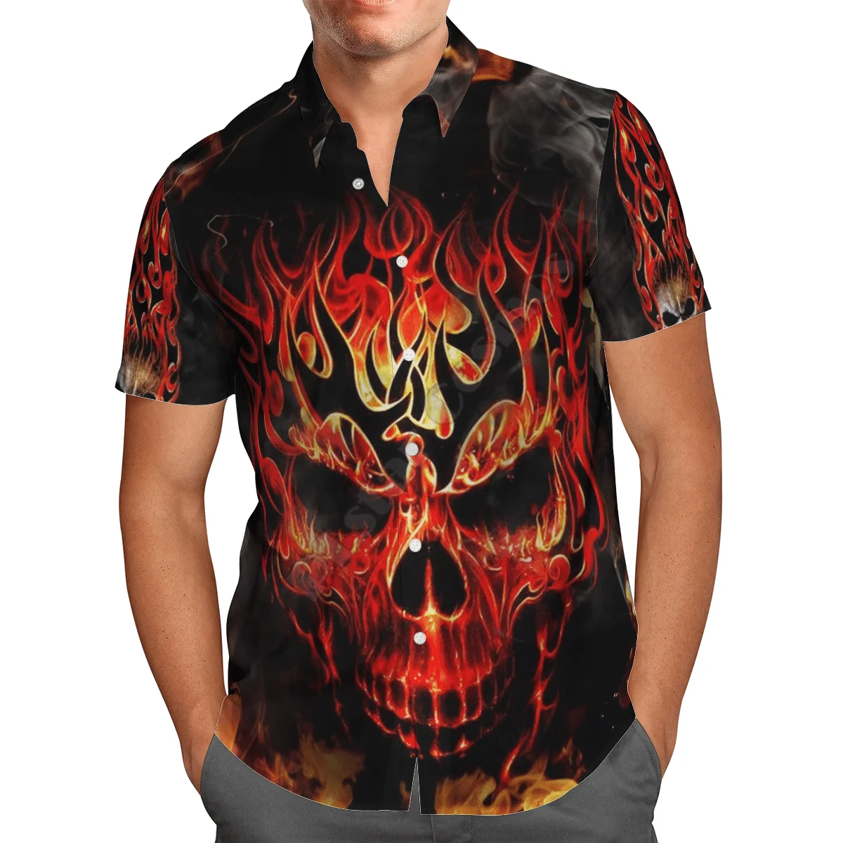 

Hawaii Shirt Beach Summer Skull Shirt Head In Hand Gift For Skull Lover Halloween Printed 3d Men's Shirt Tee hip hop shirts 02