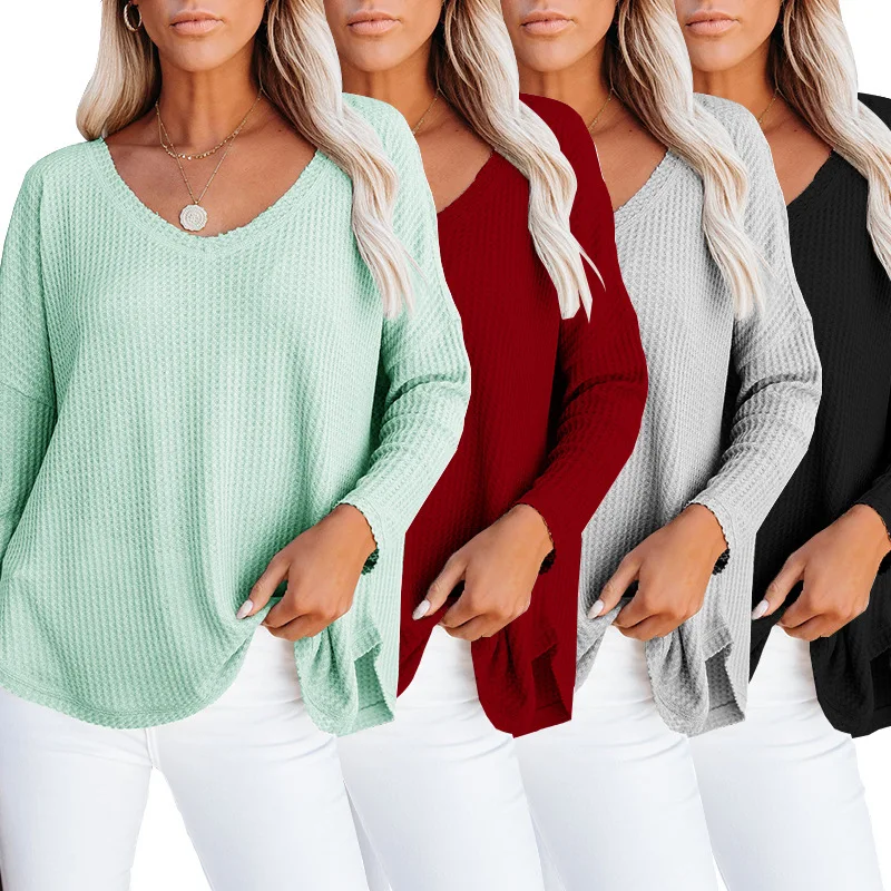 Women's T-Shirt 2021 Spring and Autumn Solid Color V-Neck Long Sleeve Tops Casual Loose Fashion Irregular Pullover Tee
Women's T-Shirt 2021 Spring and Autumn Solid Color V-Neck Long Sleeve Tops Casual Loose Fashion Irregular Pullover Tee