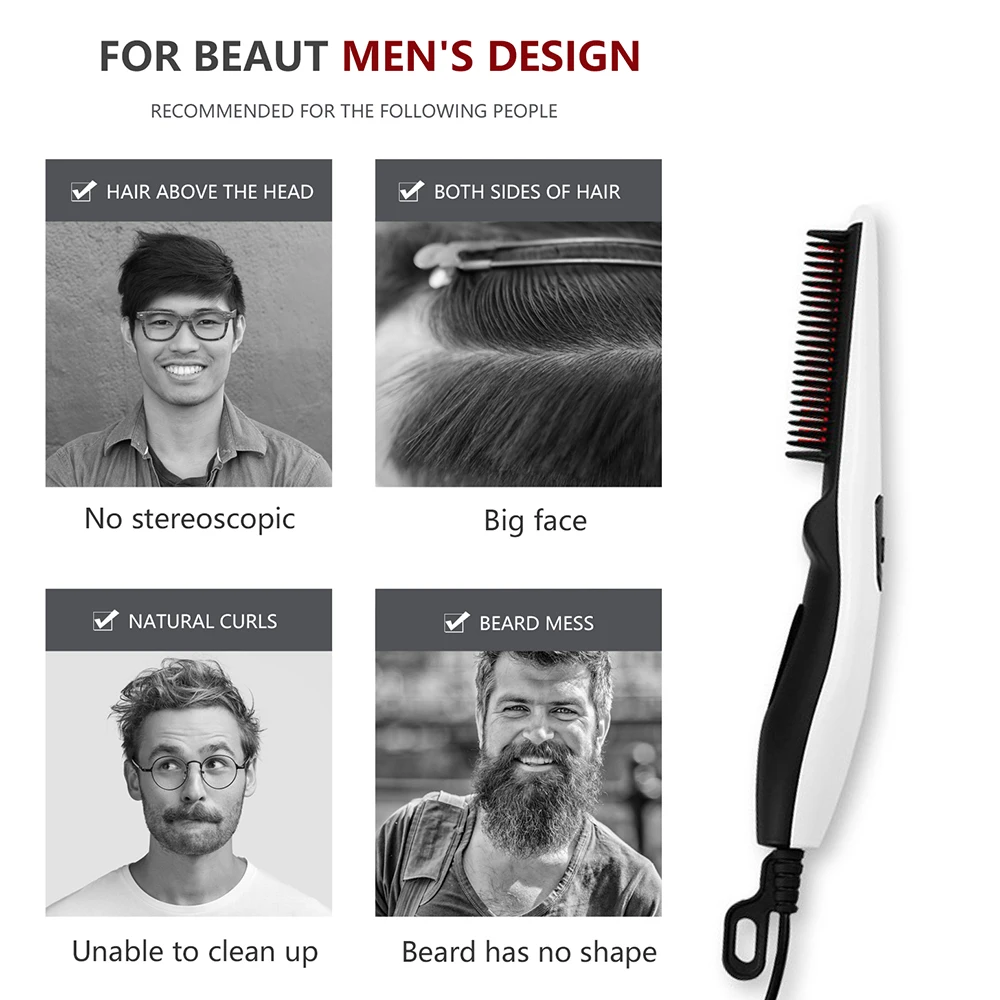 Professional Quick Beard Straightener Electric Heating Hair Comb Multifunctional Hair Straighten Curler Tool Brush For Man Women
Professional Quick Beard Straightener Electric Heating Hair Comb Multifunctional Hair Straighten Curler Tool Brush For Man Women