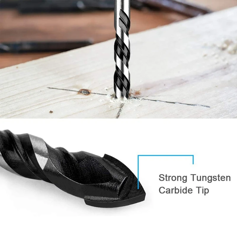 Masonry Drill Bit Set 15 Pcs Tungsten Carbide Tip Twist Drill Bitsfor Porcelain Ceramic Tile Concrete (3-16mm)