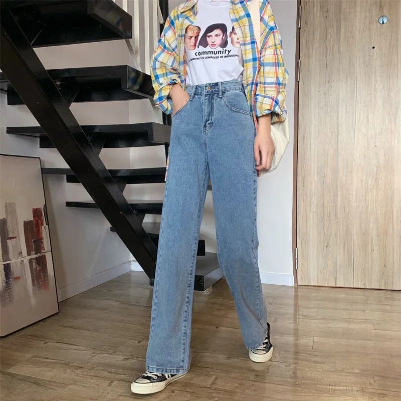 Spring high waist Korean style wild loose straight wide leg drape mopping denim trousers women
Spring high waist Korean style wild loose straight wide leg drape mopping denim trousers women