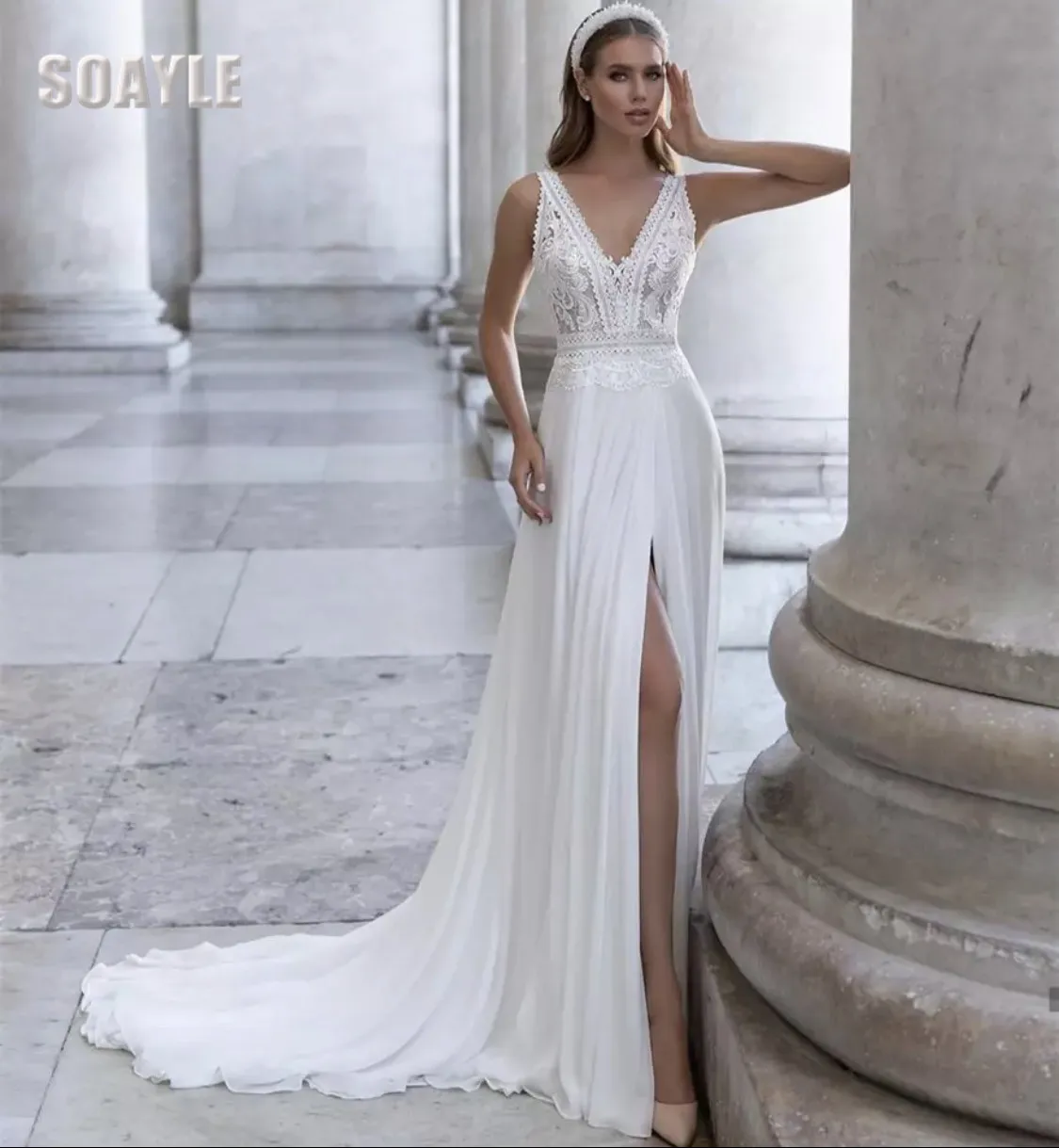 Deep V-Neck Wedding Dress Chiffon Wedding Party Dress 2021 Celebrity Dresses Cheap Slit Beach White Gowns
Deep V-Neck Wedding Dress Chiffon Wedding Party Dress 2021 Celebrity Dresses Cheap Slit Beach White Gowns