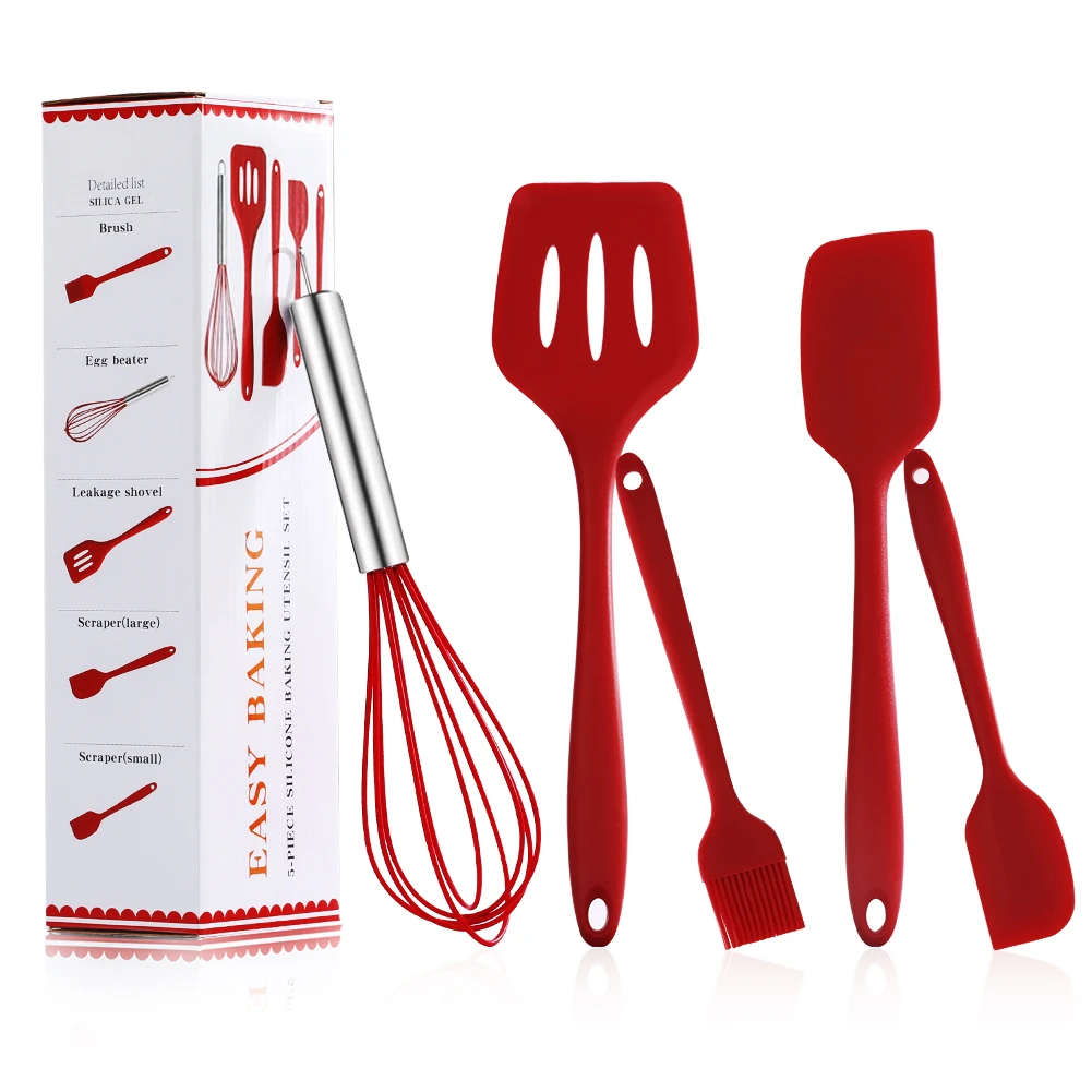 5Pcs Red Silicone Spatula Set Cooking Brush Silicone Whisk Slotted Turner Nonstick Silicone Cooking Utensils Cooking Baking Tool
5Pcs Red Silicone Spatula Set Cooking Brush Silicone Whisk Slotted Turner Nonstick Silicone Cooking Utensils Cooking Baking Tool