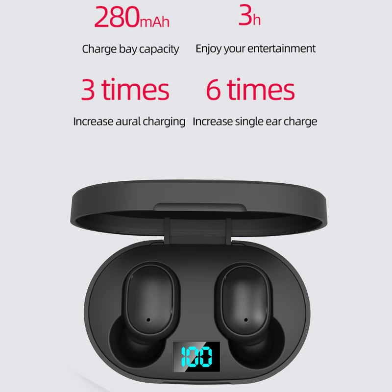 TWS E6S Беспроводные Bluetooth 5 0 наушники 6D стереонаушники IPX5 водонепроницаемые чехол