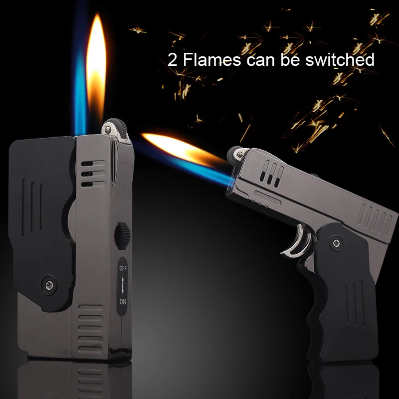 Personality Creative Double Fire Deformation Pistol Butane Gas Lighter Flashlight Windproof Lighter Funny Cigar Accessories Gift
Personality Creative Double Fire Deformation Pistol Butane Gas Lighter Flashlight Windproof Lighter Funny Cigar Accessories Gift