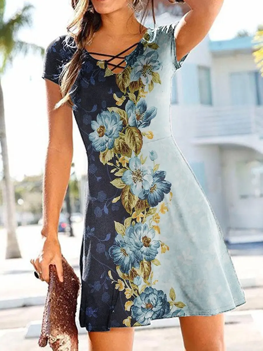 New Women Summer Dress Casual Sleeveless Cross Hollow OutLoose Floral Printed A-Linedresses Plus Size Woman Clothing Vestidos
New Women Summer Dress Casual Sleeveless Cross Hollow OutLoose Floral Printed A-Linedresses Plus Size Woman Clothing Vestidos