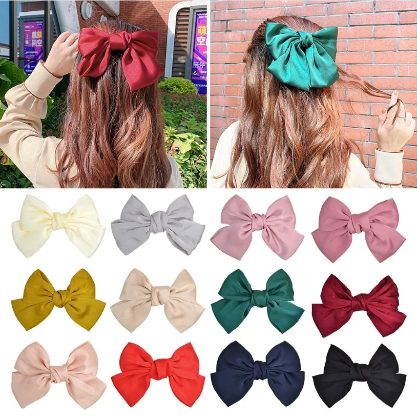 Fashion Silk Ribbon Hairgrips For Women Oversized Bow Hairpin Girls Satin Soild Big Large Hair Clip Barrette Hair Accessories
Fashion Silk Ribbon Hairgrips For Women Oversized Bow Hairpin Girls Satin Soild Big Large Hair Clip Barrette Hair Accessories