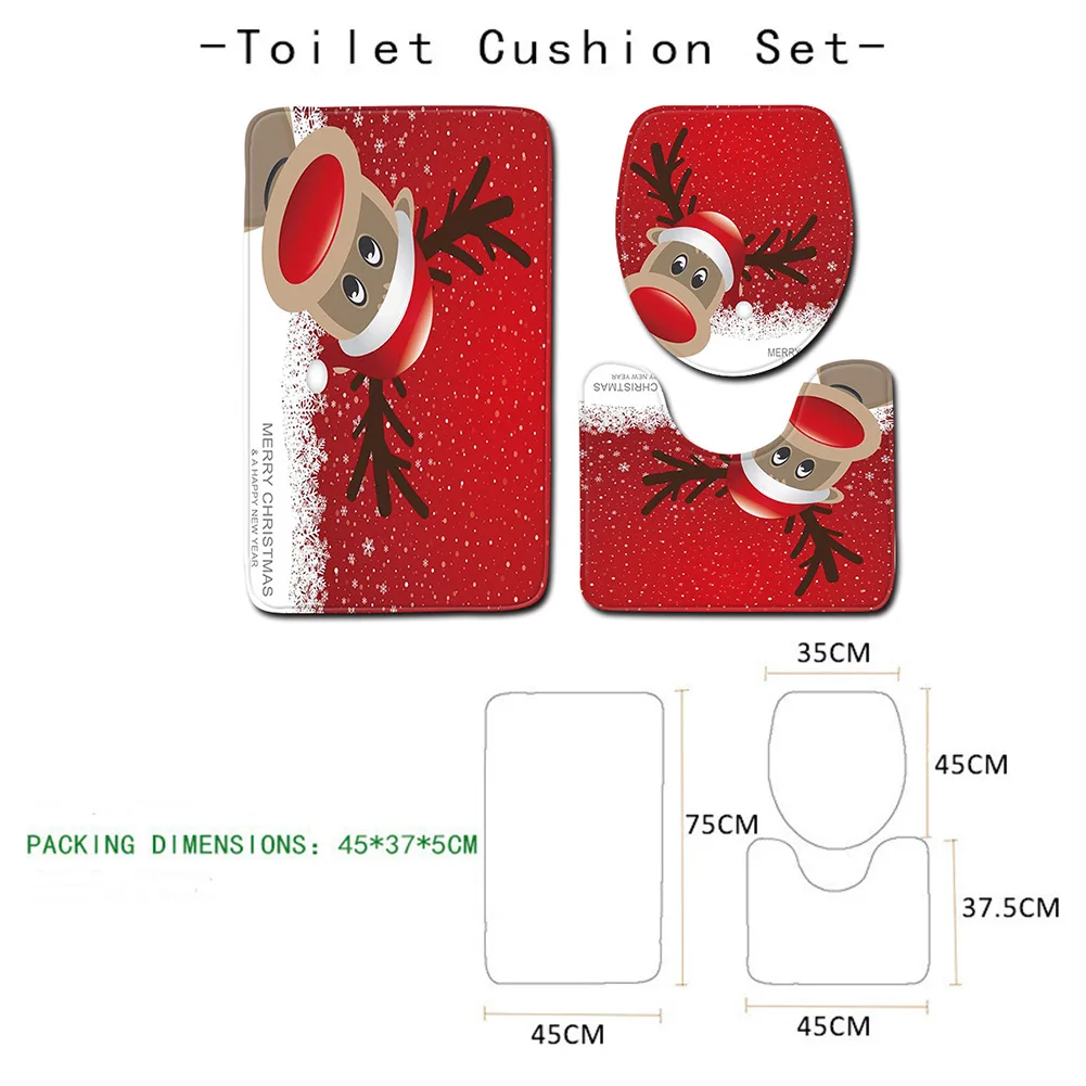 3 Pcs/Set Christmas Bathroom Santa Claus Toilet Seat Cover and Anti-skip Rug Mat household Carpets Doormats for Home Decorations
3 Pcs/Set Christmas Bathroom Santa Claus Toilet Seat Cover and Anti-skip Rug Mat household Carpets Doormats for Home Decorations