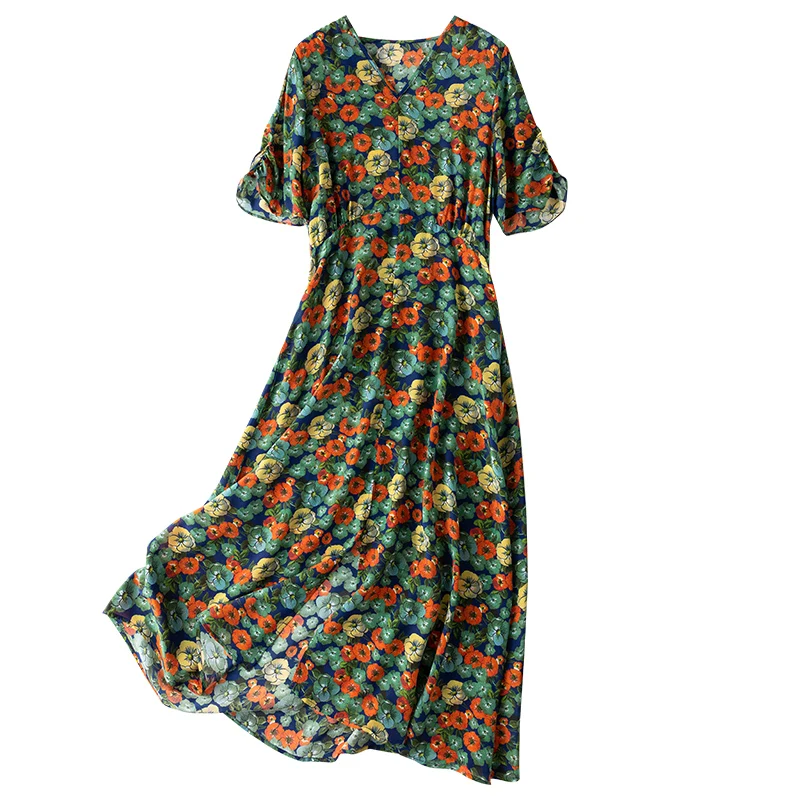 SHUCHAN Women MIX Dresses Summer 2021 Ankle-Length A-LINE Prairie Chic Silk Summer V-Neck Print Short SLEEVE
SHUCHAN Women MIX Dresses Summer 2021 Ankle-Length A-LINE Prairie Chic Silk Summer V-Neck Print Short SLEEVE