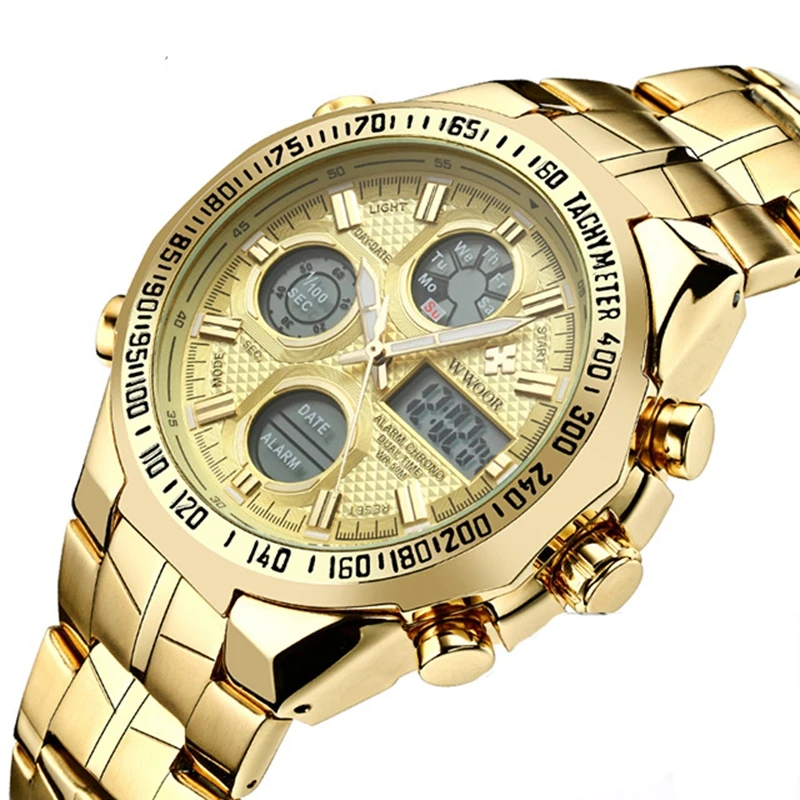 WWOOR 8019 Fashion Men Multifunctional Men's Sports Watch Electronic Dual Display Waterproof Stainless Steel Male Wristwatches
WWOOR 8019 Fashion Men Multifunctional Men's Sports Watch Electronic Dual Display Waterproof Stainless Steel Male Wristwatches