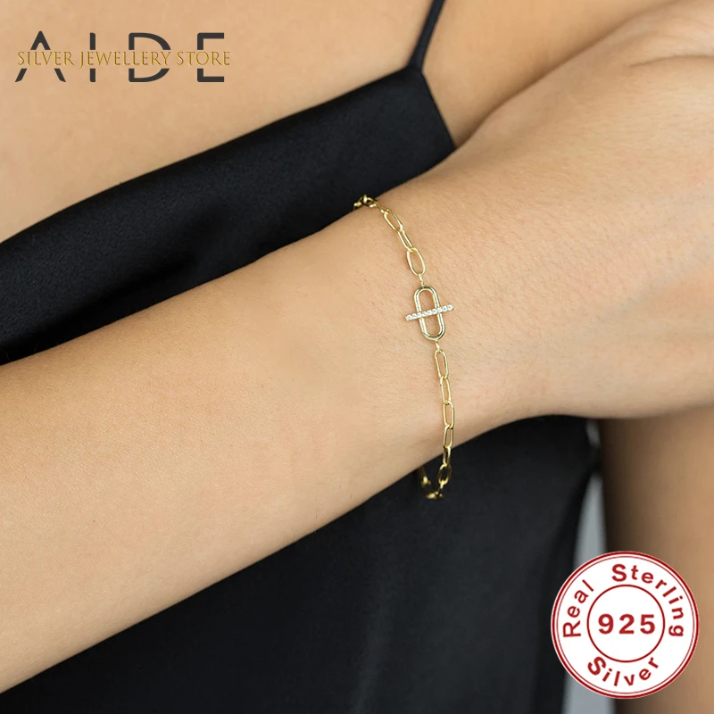 AIDE Minimalism 925 Sterling Silver Bracelets Personalized Punk Lock Chain INS Bracelet for Women Fine Jewelry pulseras mujer
AIDE Minimalism 925 Sterling Silver Bracelets Personalized Punk Lock Chain INS Bracelet for Women Fine Jewelry pulseras mujer