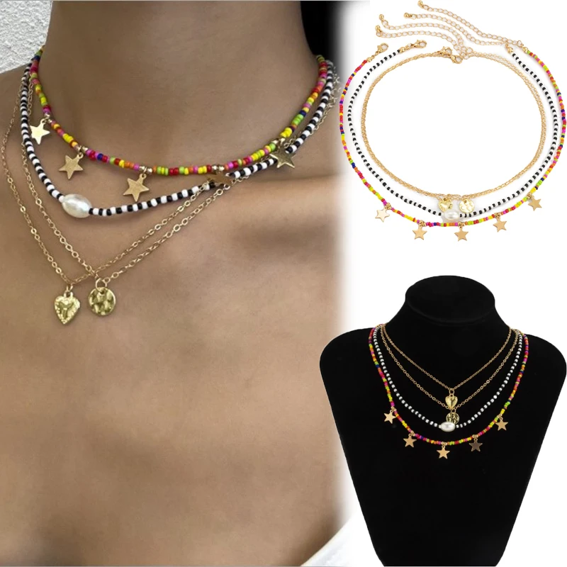 1Set Bohemian Multi-layer Necklaces For Women Girls Boho Trendy Style Star Heart Pendant Layered Choker Necklace Fashion Jewelry
1Set Bohemian Multi-layer Necklaces For Women Girls Boho Trendy Style Star Heart Pendant Layered Choker Necklace Fashion Jewelry