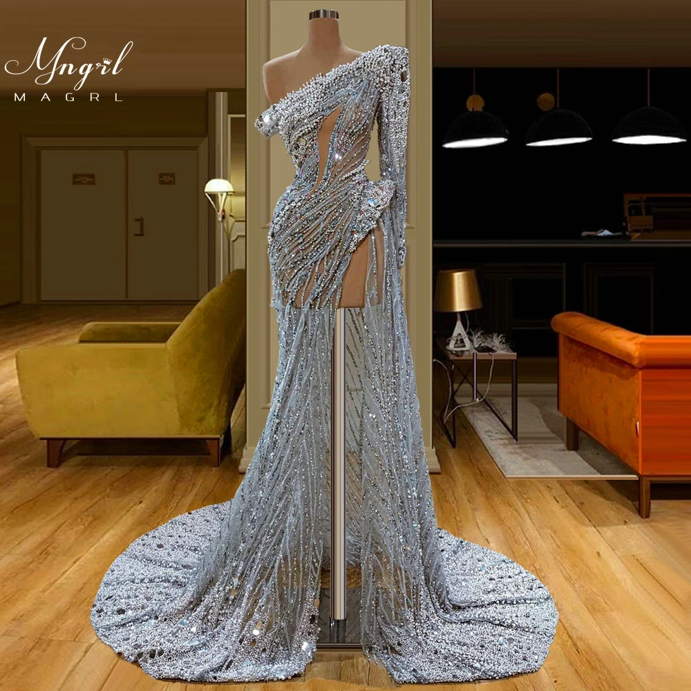 MNGRL Luxury Evening Dress One-shoulder Long Sleeves Hand-applied Diamonds Glittering 2021 New Evening Dress Party Dress
MNGRL Luxury Evening Dress One-shoulder Long Sleeves Hand-applied Diamonds Glittering 2021 New Evening Dress Party Dress
