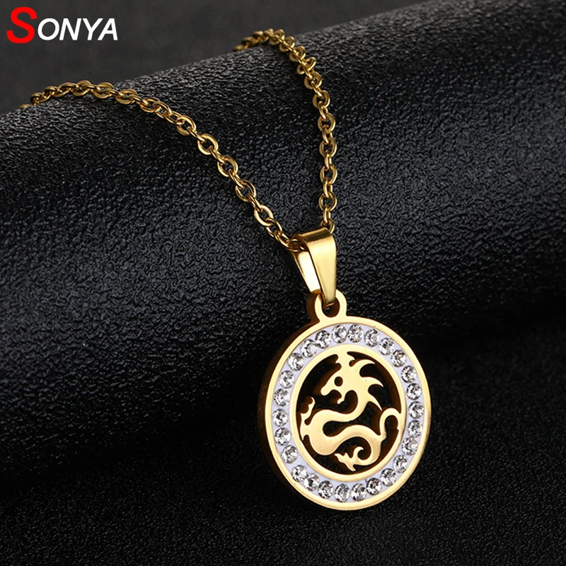 Ожерелье SONYA Dragon Золотистое украшение имитация кристалла ожерелье для женщин
