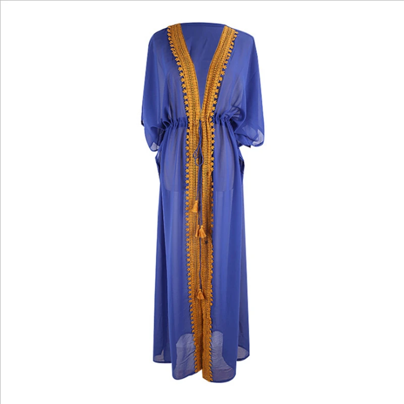 2021 Summer Beach Dress Swimwear Chiffon Solid Women Beach Cover Up Long Cardigan Bikini Cover ups Robe de plage femme Beach 
2021 Summer Beach Dress Swimwear Chiffon Solid Women Beach Cover Up Long Cardigan Bikini Cover ups Robe de plage femme Beach