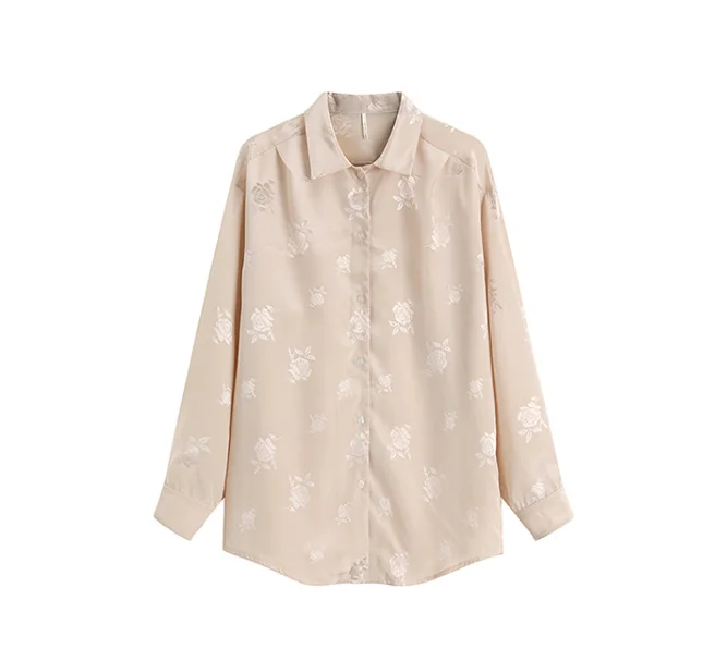Houthion Satin Loose Blouses Casual Korean Women's Blouse Comfortable Fashion Summer Long Sleeve Turn-down Collar Tops
Houthion Satin Loose Blouses Casual Korean Women's Blouse Comfortable Fashion Summer Long Sleeve Turn-down Collar Tops