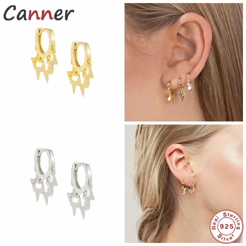 CANNER 925 Sterling Silver Star & Moon Pendant Drop Earrings For Women Huggie Piercing Round Earring Fashion Jewelry Pendientes
CANNER 925 Sterling Silver Star & Moon Pendant Drop Earrings For Women Huggie Piercing Round Earring Fashion Jewelry Pendientes