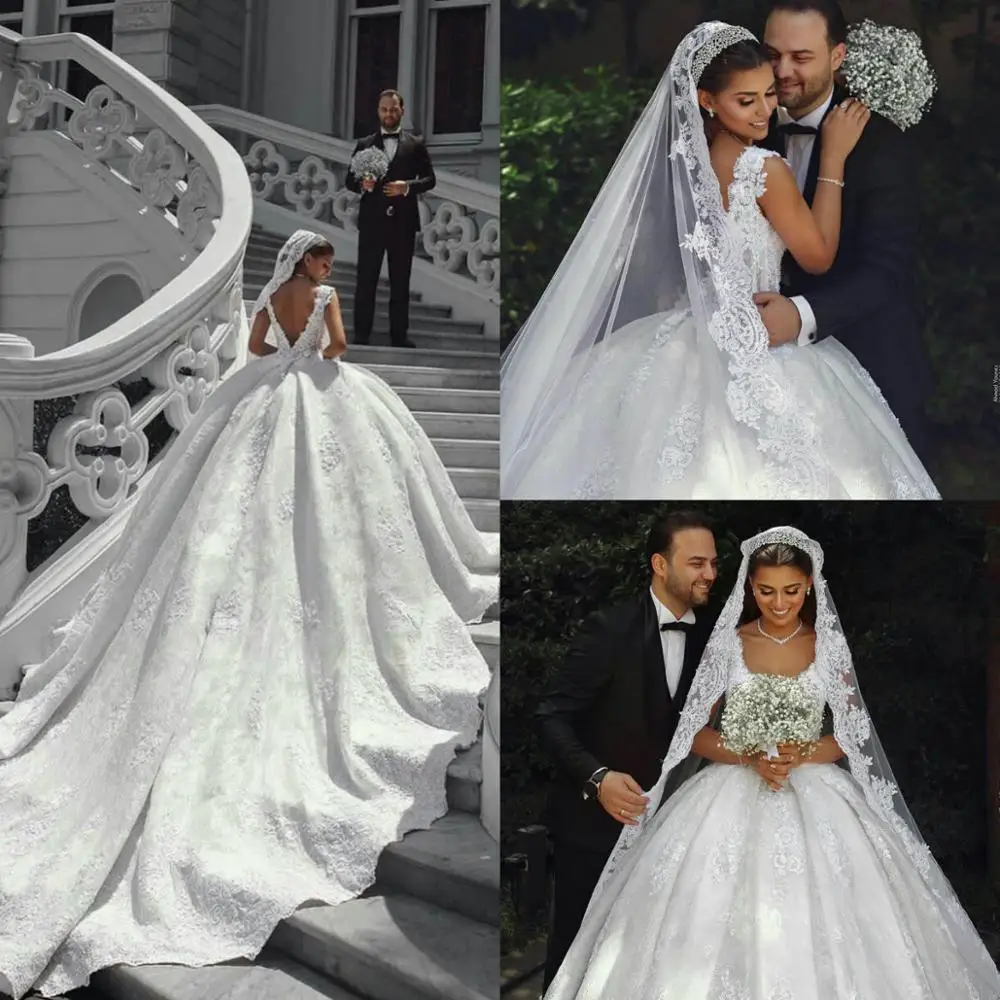 Saudi Arabian Ball Gown Vintage Wedding Dresses Plus Size V Back Lace Wedding Gowns with Veil Customise robe de mariée
Saudi Arabian Ball Gown Vintage Wedding Dresses Plus Size V Back Lace Wedding Gowns with Veil Customise robe de mariée