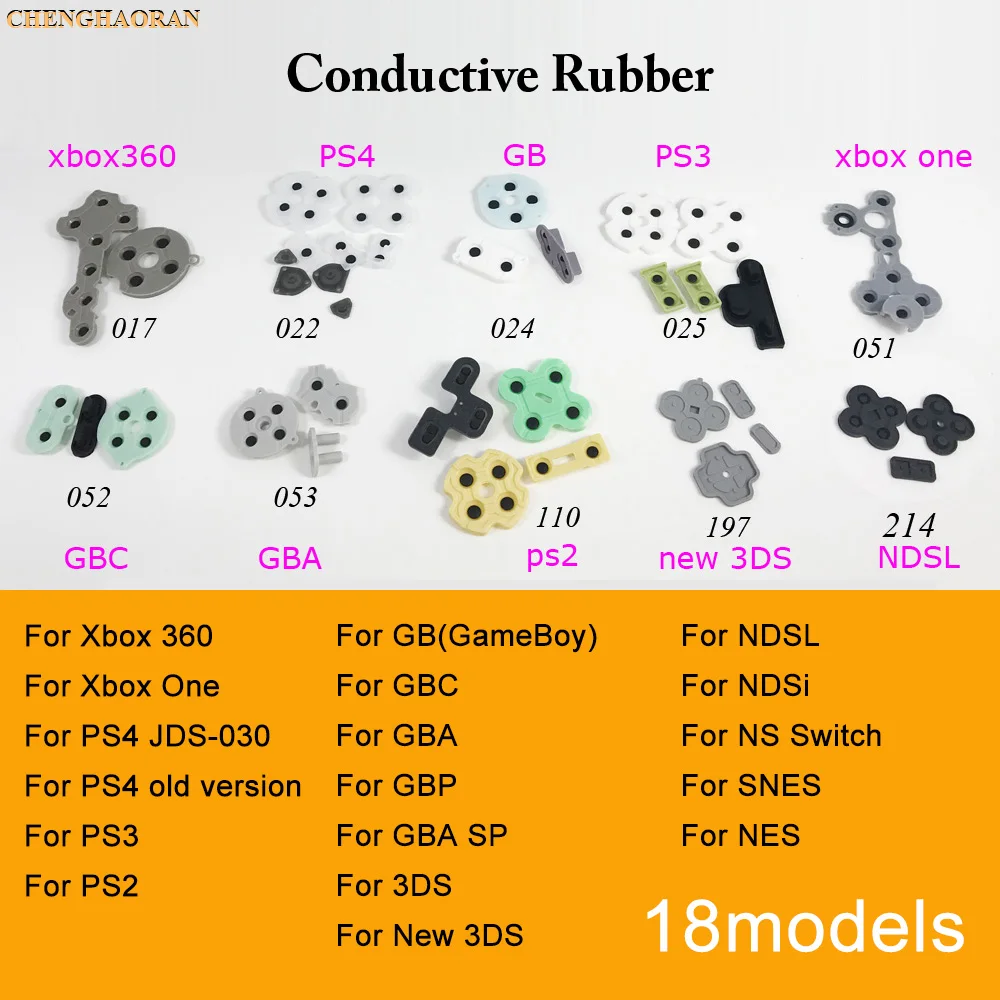 

18models 5sets Game Repair parts Conductive Rubber Silicone pad for GameBoy GB GBA SP GBC NDSL new 3DS PS4 PS3 Xbox 360 One NDSi
