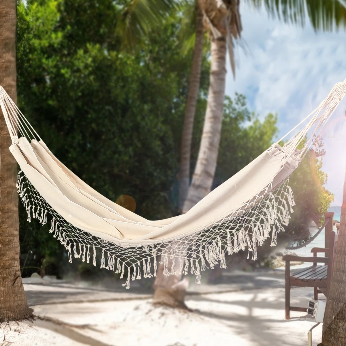 2 Person Maximum 200kg Hammock Large Brazilian Macrame Fringe Double Hammock Swing Net Chair Out/Indoor Hanging Hammock Swings
2 Person Maximum 200kg Hammock Large Brazilian Macrame Fringe Double Hammock Swing Net Chair Out/Indoor Hanging Hammock Swings