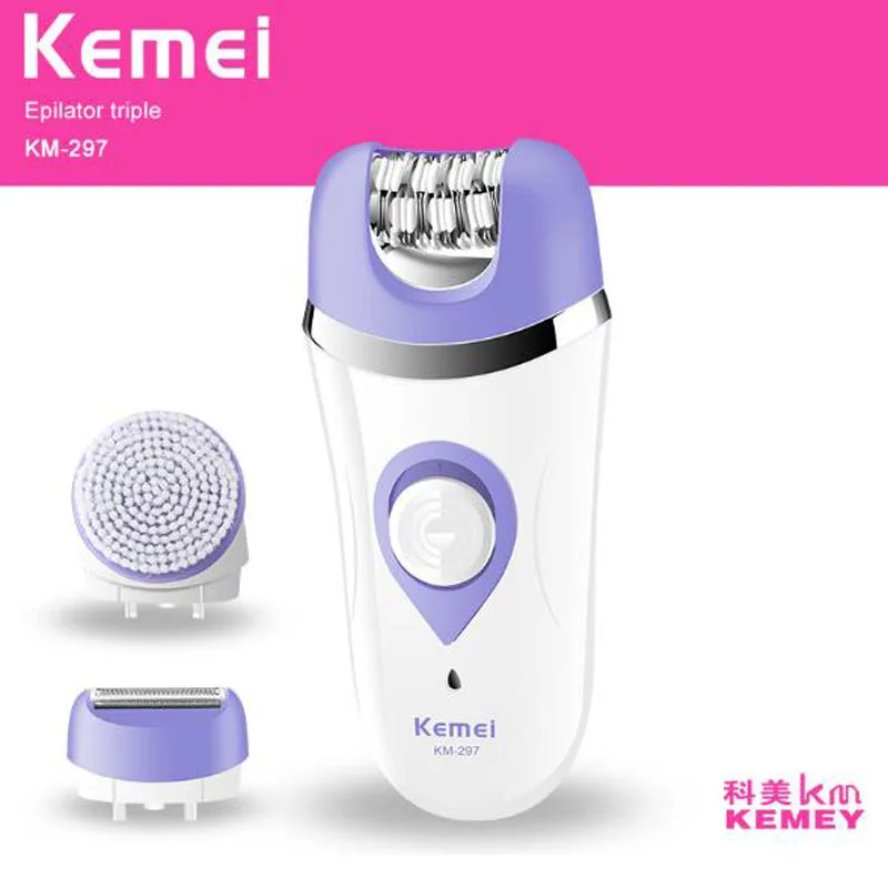 

kemei electric epilator KM-297 lady shaver hair clipper Multifunctional Lady razor shaver facial clean brush 3in 1 rechargeable