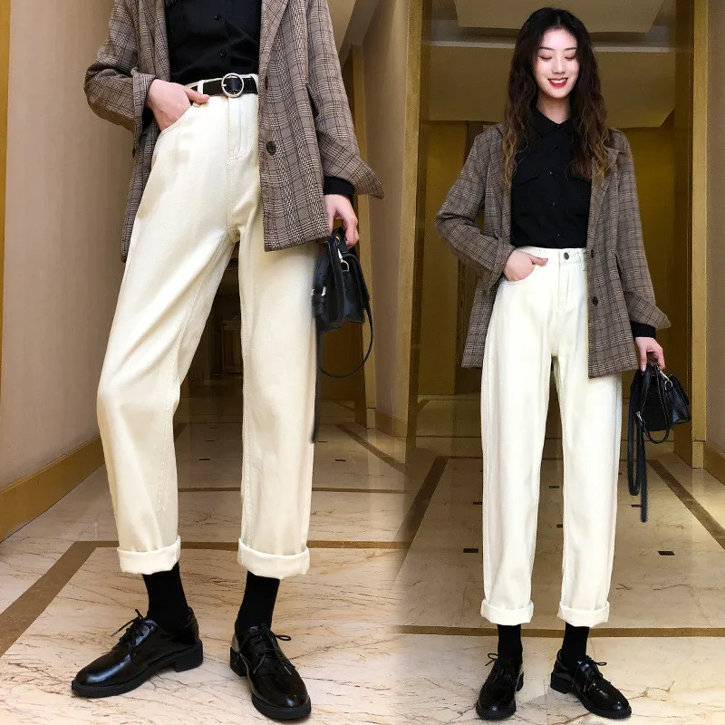 Spring Summer Cotton High Waist Jeans For Women Plus Size Loose White Black Female Denim Pants Casual Straight Trousers
Spring Summer Cotton High Waist Jeans For Women Plus Size Loose White Black Female Denim Pants Casual Straight Trousers