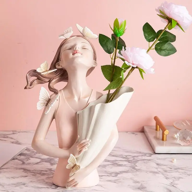 Creative Butterfly Girl Resin Sculpture Character Model Modern Home Decor Living Room Bedroom Countertop Dried Flowers Vase Gift 
Creative Butterfly Girl Resin Sculpture Character Model Modern Home Decor Living Room Bedroom Countertop Dried Flowers Vase Gift