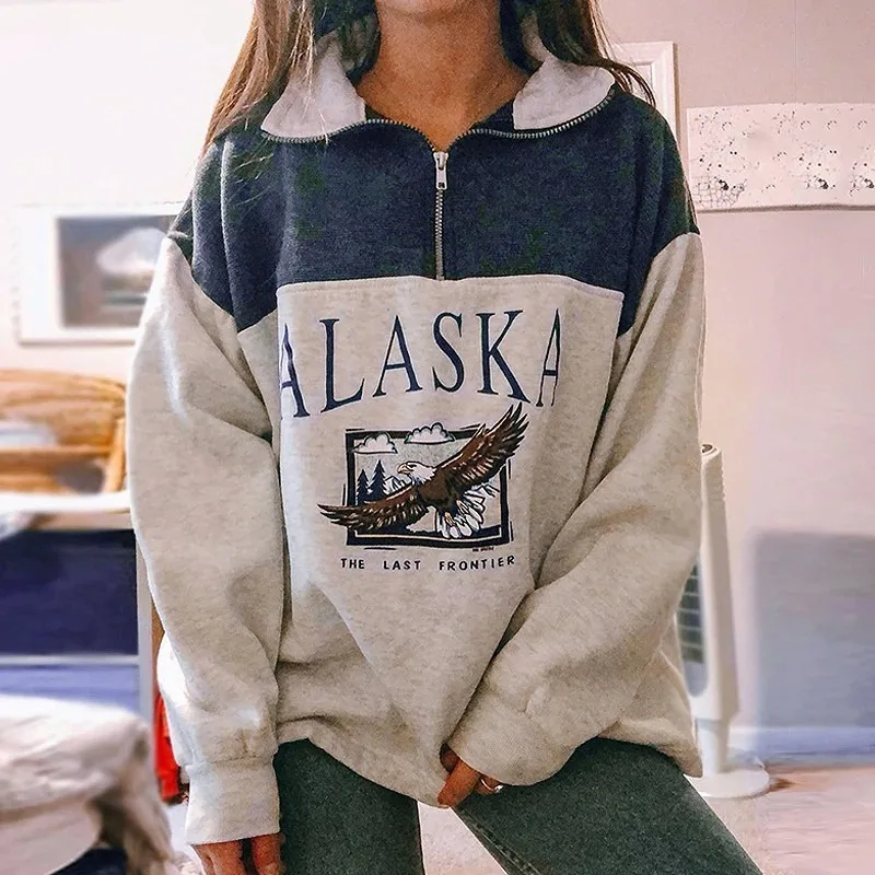 2021 New Autumn and Winter Casual Women's Fashion Zipper Printing Pullover Long-sleeved Sweater Women Turn Down Collar Outwear
2021 New Autumn and Winter Casual Women's Fashion Zipper Printing Pullover Long-sleeved Sweater Women Turn Down Collar Outwear
