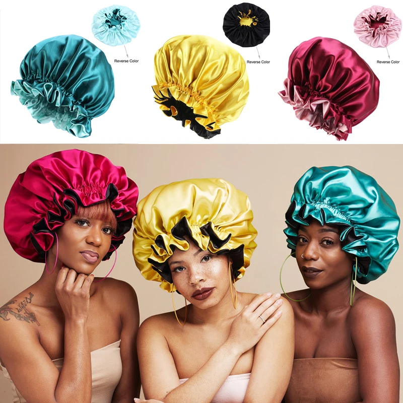 Double color Nightcap Women Satin Bonnet double-deck Nightcap 2021 Silky Big Bonnet for Lady Sleep Cap Hat Hair Wrap Accessories
Double color Nightcap Women Satin Bonnet double-deck Nightcap 2021 Silky Big Bonnet for Lady Sleep Cap Hat Hair Wrap Accessories