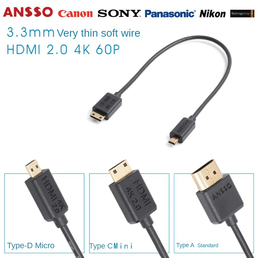 DragonWhite Ansso HDMI 2.0 4K 60P 18Gbps HDR Mini Micro HDMI DJI Eagle Eye RSC2 3.3mm Very Fine Flexible Wire 20CM 40CM
DragonWhite Ansso HDMI 2.0 4K 60P 18Gbps HDR Mini Micro HDMI DJI Eagle Eye RSC2 3.3mm Very Fine Flexible Wire 20CM 40CM