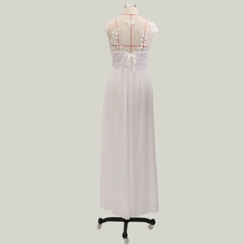 Wedding Dresses White Sexy V-neck Split Lace A-line Chiffon Backless Vestido De Noiva Brautkleider Vintage Bridal Gowns 2021 
Wedding Dresses White Sexy V-neck Split Lace A-line Chiffon Backless Vestido De Noiva Brautkleider Vintage Bridal Gowns 2021
