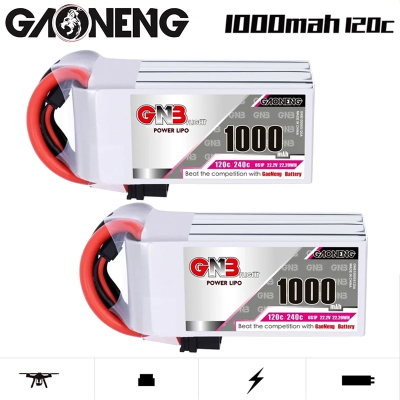 2PCS GNB Lipo 6S Battery 22.2V 1000mAh 120C Ministar Series XT60U-F For Mini Quad RC FPV Drone Quadcopter Helicopter Airplane
2PCS GNB Lipo 6S Battery 22.2V 1000mAh 120C Ministar Series XT60U-F For Mini Quad RC FPV Drone Quadcopter Helicopter Airplane
