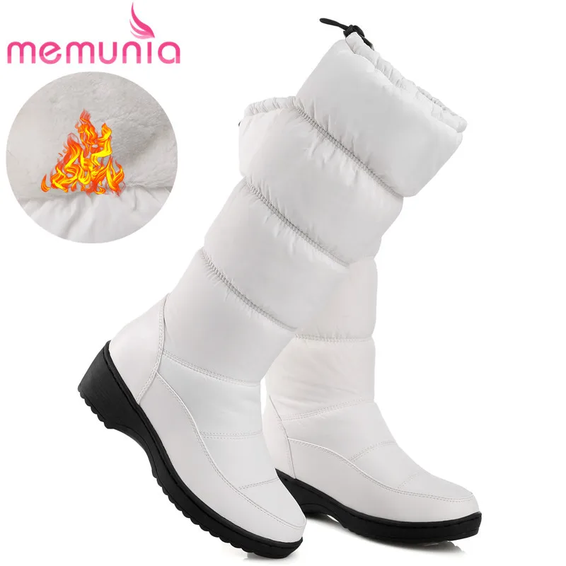 Женские зимние сапоги MEMUNIA теплые до колена из искусственной кожи с закругленным