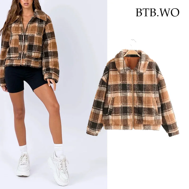 BTB.WO Za 2021 Jackets Women Fashion With Pockets Plaid Jacket Coat Vintage Long Sleeve Loose Female Outerwear Chic Tops 
BTB.WO Za 2021 Jackets Women Fashion With Pockets Plaid Jacket Coat Vintage Long Sleeve Loose Female Outerwear Chic Tops