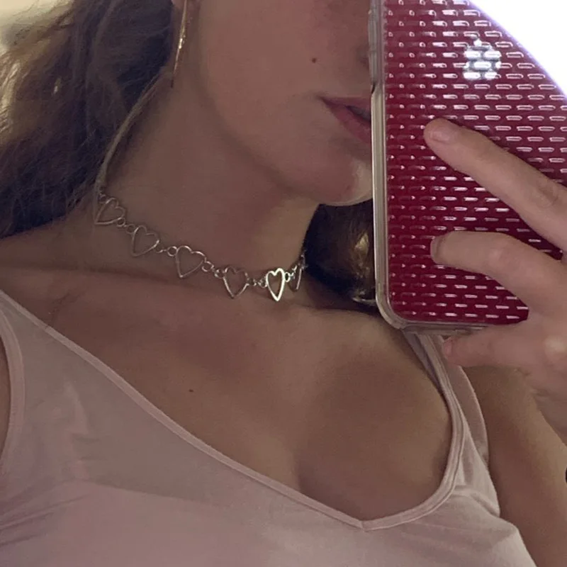 Hollow Heart Link Chain Choker Necklaces for Women Golden Necklace Statement Jewelry Party Gift Girls | Украшения и аксессуары