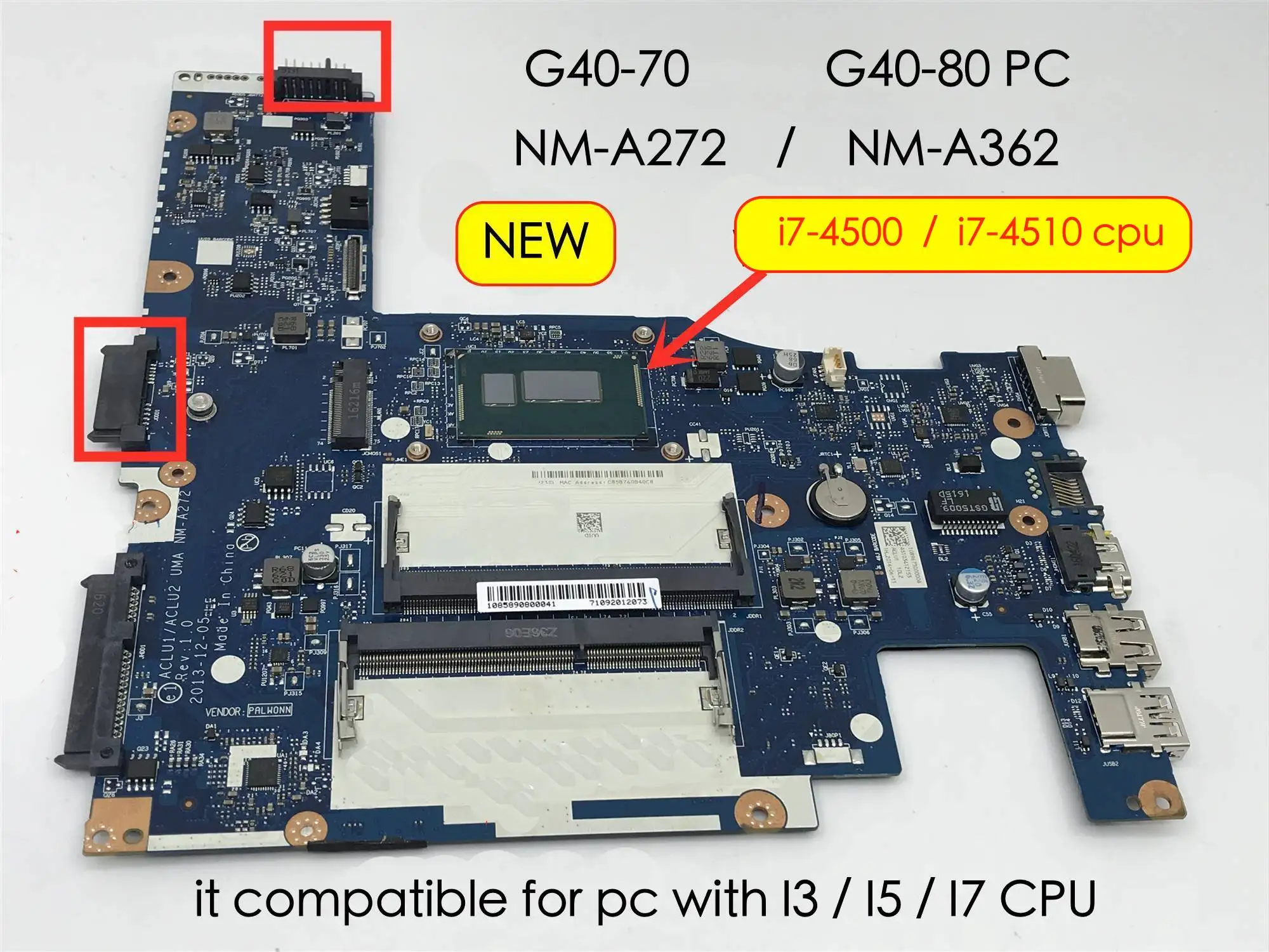 ACLU1/ACLU2 NM-A272 NM-A362 For Lenovo G40-70 G540-70M Z40-70 G40-80 Laptop PC Motherboard
ACLU1/ACLU2 NM-A272 NM-A362 For Lenovo G40-70 G540-70M Z40-70 G40-80 Laptop PC Motherboard