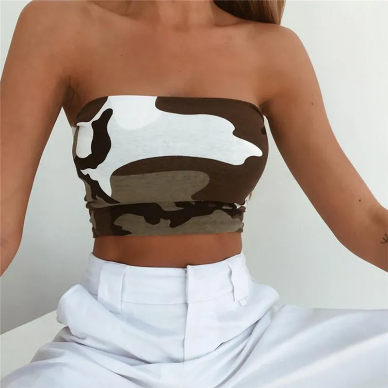 Women Sexy Camouflage Print Tank Top Off Shoulder Strapless Elastic Cropped Tops Summer New Fashion Bandeau Stretch Vest
Women Sexy Camouflage Print Tank Top Off Shoulder Strapless Elastic Cropped Tops Summer New Fashion Bandeau Stretch Vest