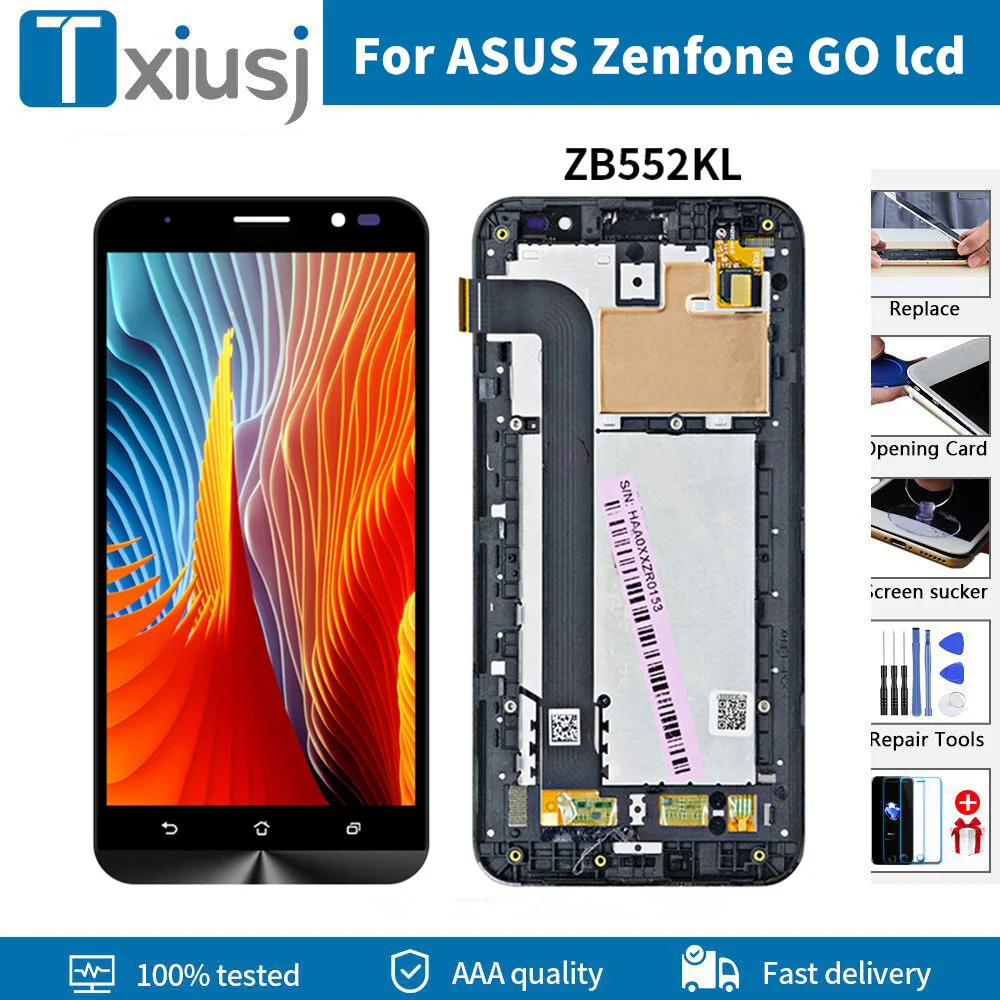 Оригинальный ЖК-экран для ASUS Zenfone GO ZB552KL X007D, ЖК-дисплей, сенсорный экран с рамкой, дигитайзер в сборе, замена 
Оригинальный ЖК-экран для ASUS Zenfone GO ZB552KL X007D, ЖК-дисплей, сенсорный экран с рамкой, дигитайзер в сборе, замена