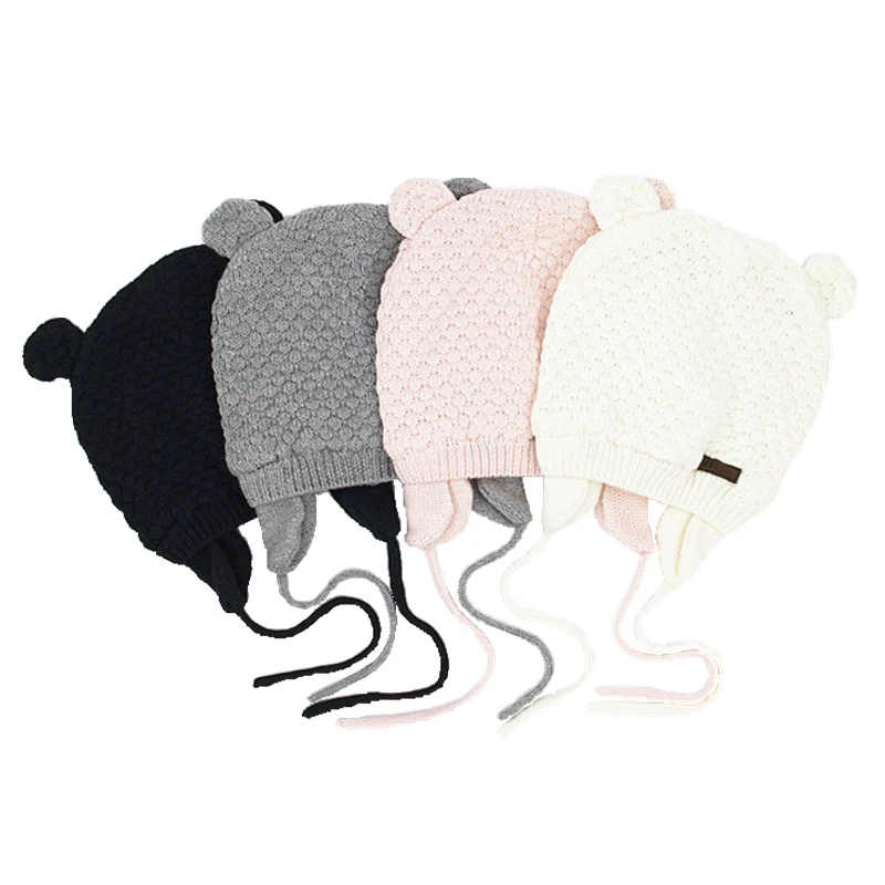 Crochet Winter Baby Boys Girls Hat with Ear Cotton Earflap Kids Infant Newborn Cap Warm Muts | Детская одежда и обувь