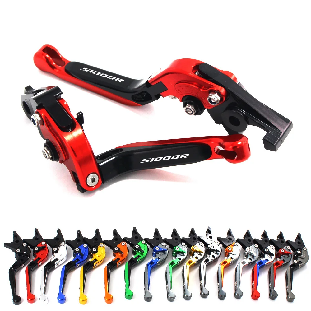Laser Logo(S1000R) Blue+Titanium CNC Folding Extendable Motorcycle Brake Clutch Levers For BMW S1000R (w and w/o CC) 2015-2018 | Автомобили