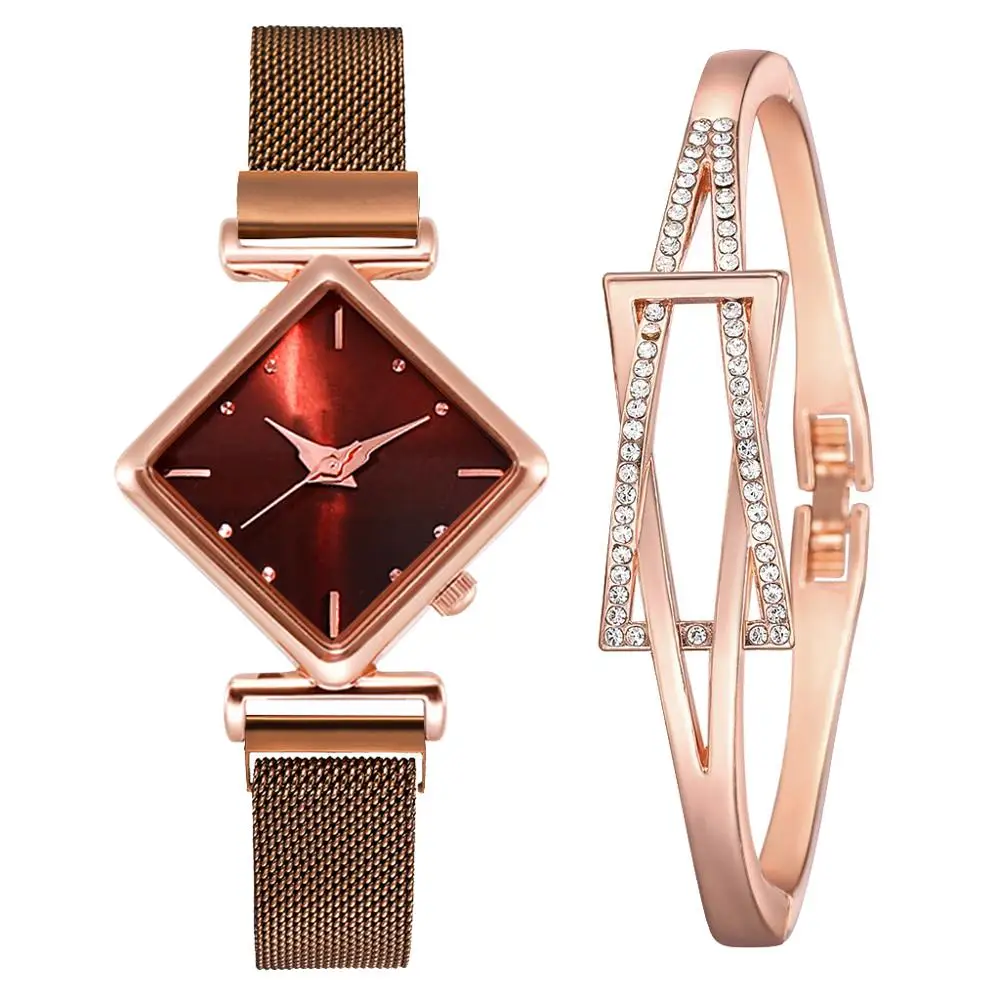 Women Magnetic Bracelet Watches Set Female Luxury Square Bracelet Quartz Wristwatches Ladies Dress Clock Relogio Feminino
Women Magnetic Bracelet Watches Set Female Luxury Square Bracelet Quartz Wristwatches Ladies Dress Clock Relogio Feminino