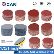 XCAN Sandpaper Disc Kit 52/102pcs 1 2 3inch Polishing Wheel with Abrasive Polish Pad Plate for Rotary Sander Tool Sanding Paper