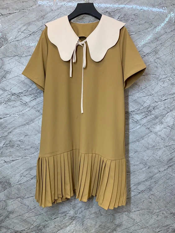 2021 new women fashion wave color matching lapel trim lace-up short-sleeved dress 506
2021 new women fashion wave color matching lapel trim lace-up short-sleeved dress 506