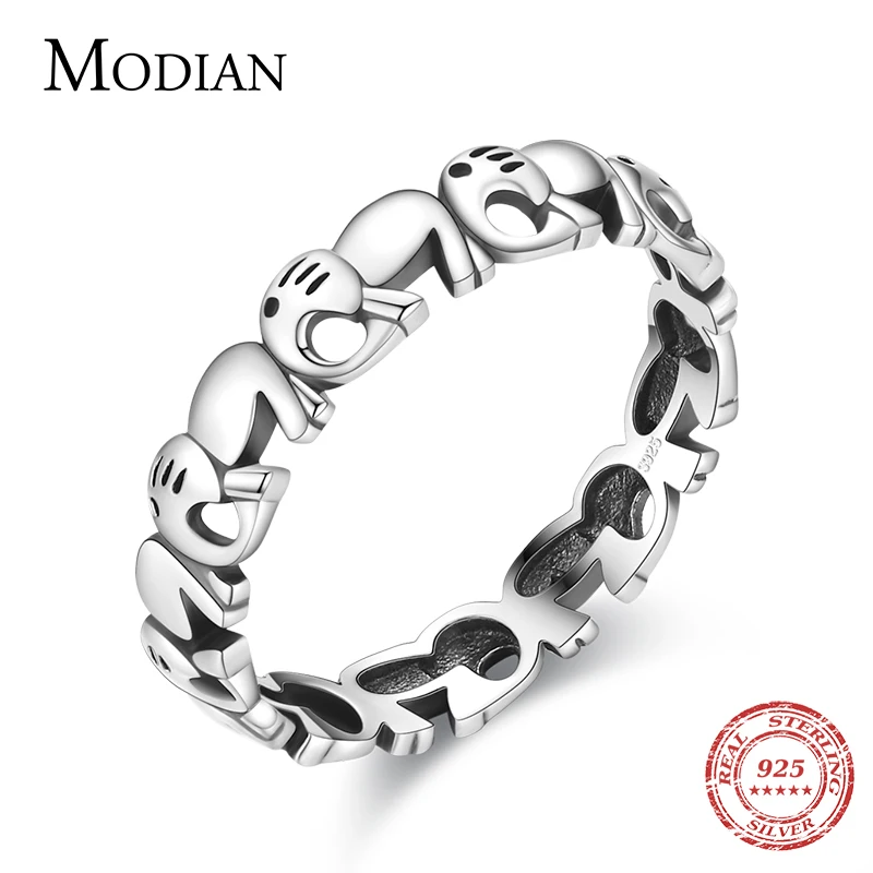 Modian модное 100% Стерлинговое Серебро 925 пробы животное Штабелируемый слон женское