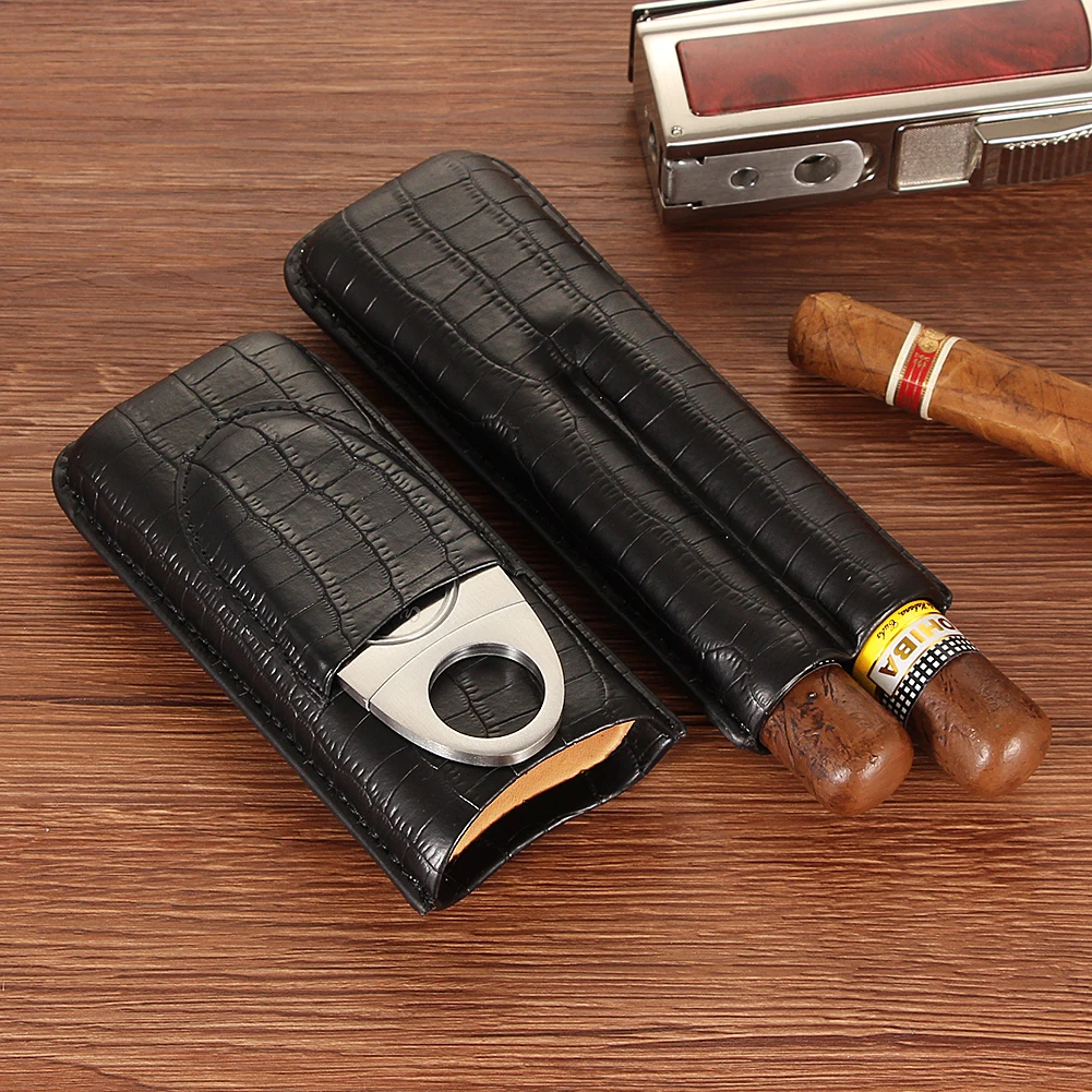 GALINER Leather Cigar Case Portable 2 Tube Holder Travel Humidor Cigars Accessories For Cohiba W/ Cigar Cutter & Gift Box
GALINER Leather Cigar Case Portable 2 Tube Holder Travel Humidor Cigars Accessories For Cohiba W/ Cigar Cutter & Gift Box