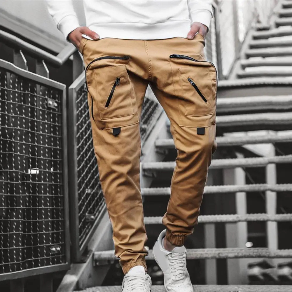 Cargo Men's Pants Solid Color Multi Pockets Zipper Decoration Ankle-banded Autumn Trousers for School
Cargo Men's Pants Solid Color Multi Pockets Zipper Decoration Ankle-banded Autumn Trousers for School