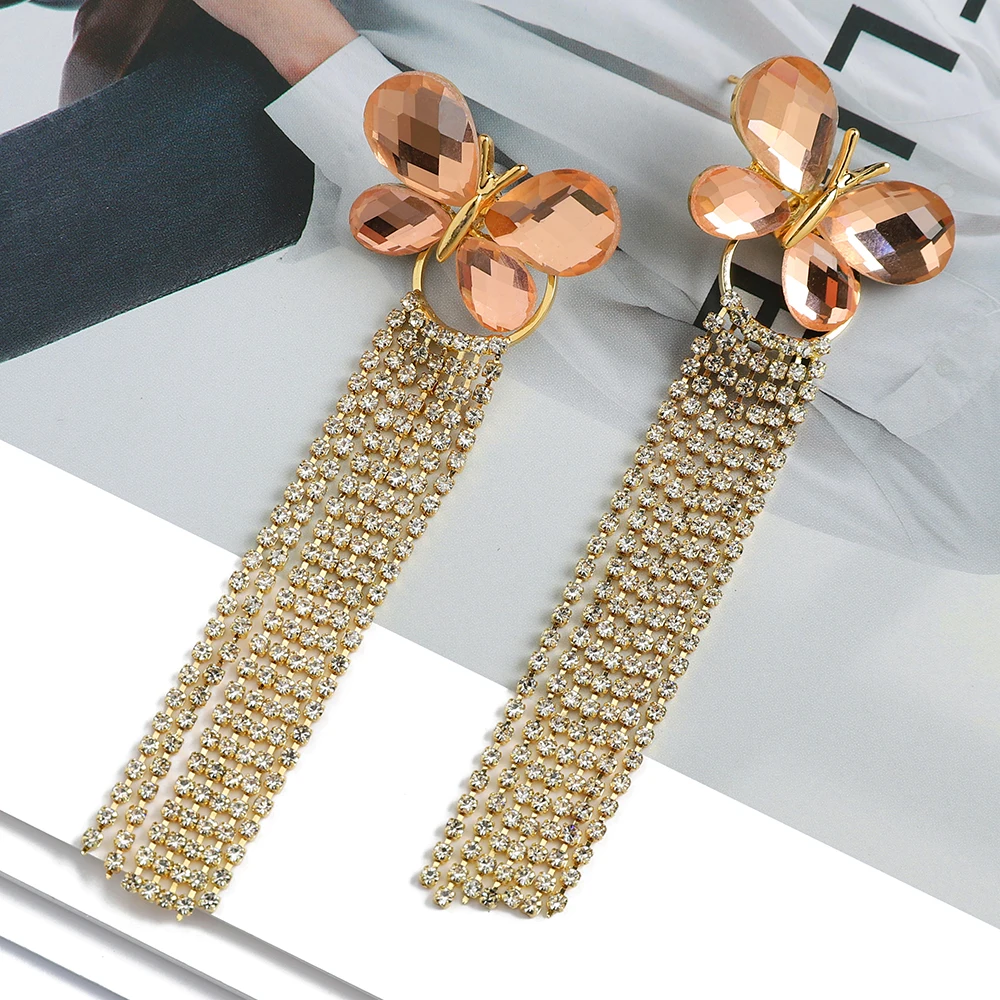Charm Sweet Tassel Butterfly Long Dangle Earrings For Women Elegant Cute Luxury Pink Crystal Brincos Pendant Jewelry Accessories
Charm Sweet Tassel Butterfly Long Dangle Earrings For Women Elegant Cute Luxury Pink Crystal Brincos Pendant Jewelry Accessories