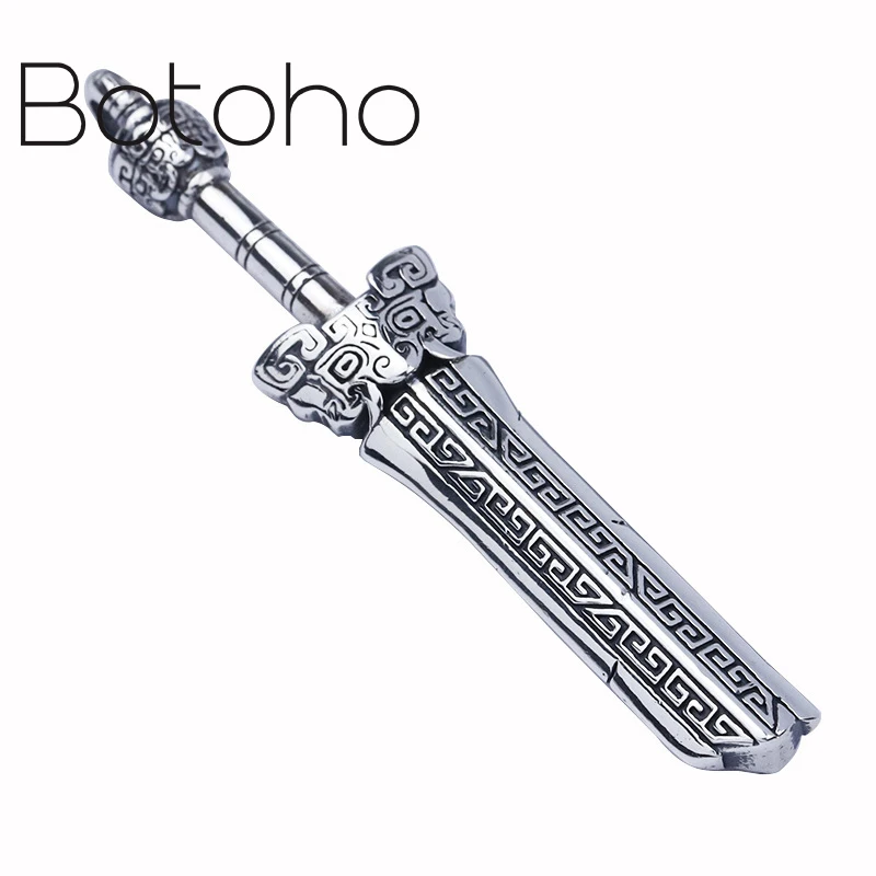 

100% S925 sterling silver pendant Creative fashion Taotie Broken Sword Pendant men's retro Thai silver craft jewelry